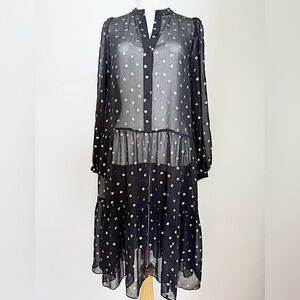 Semi-Sheer gold polka dot dress